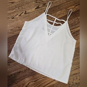 Cage-back cream camisole